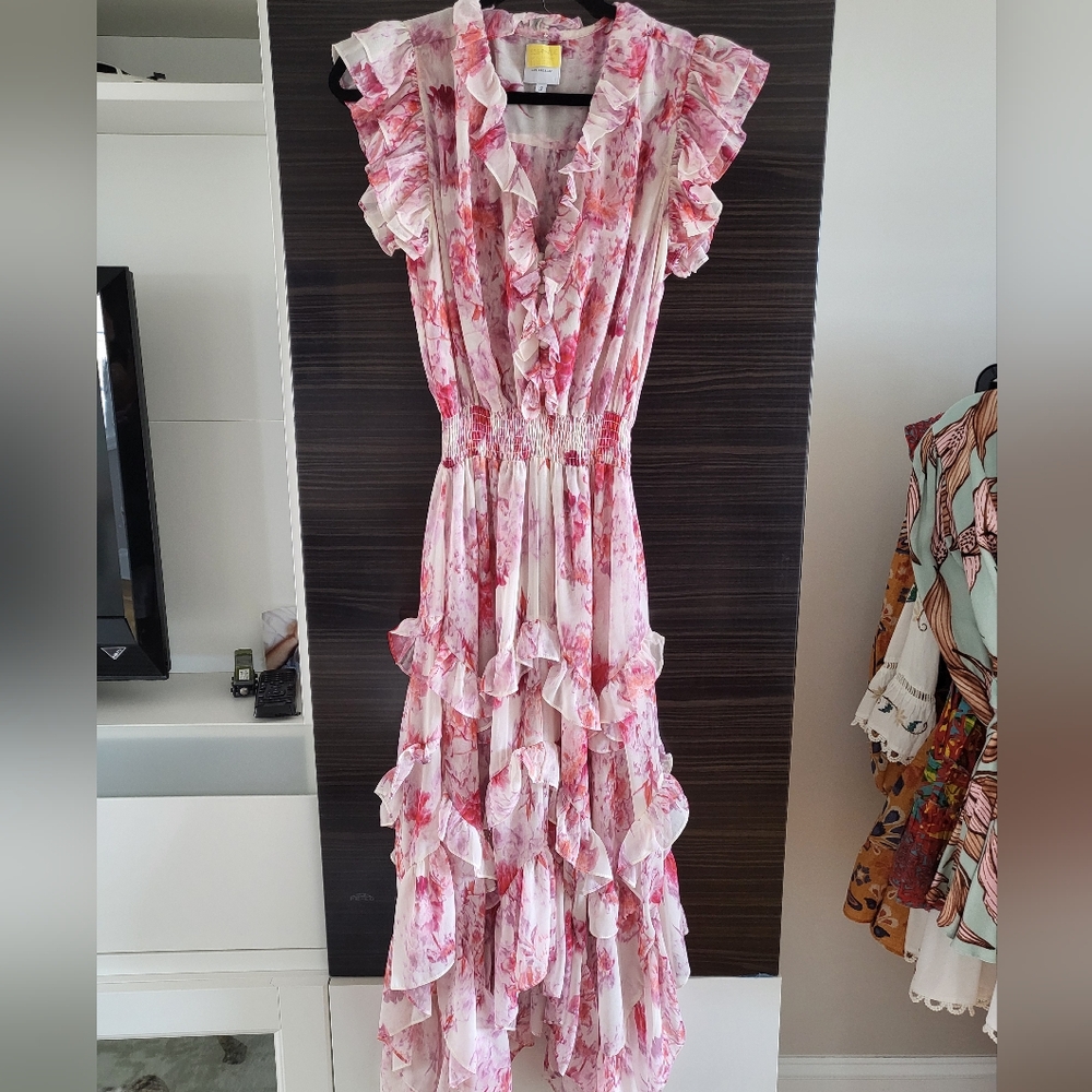 Misa aphrodite print midi dress size small